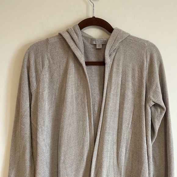 Barefoot Dreams Cardigan Cozy Chic Ultra Lite XS Gray Hood Soft Leisure Pajama - Picture 3 of 14